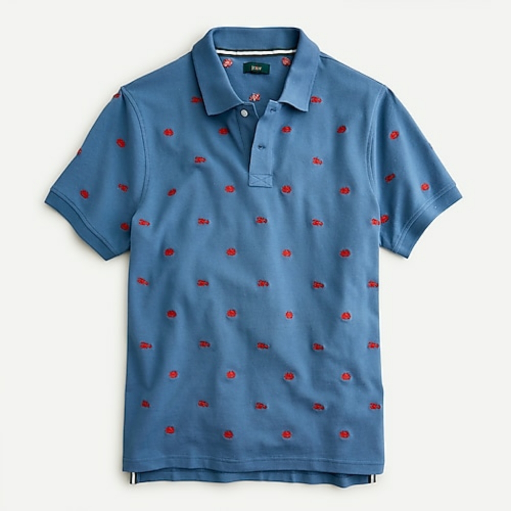 New! J Crew sz L Large 1986 Blue Polo Shirt Crab Lobster Embroidered NWT